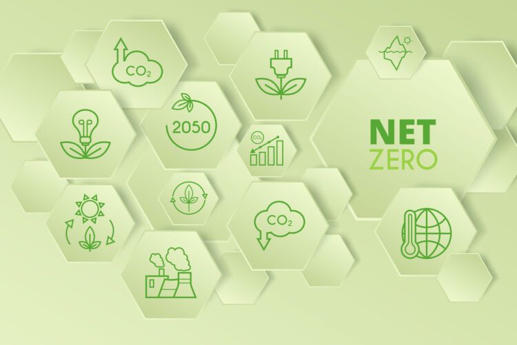 Net Zero Company Icons In Green Hexagons For Aquarius IT